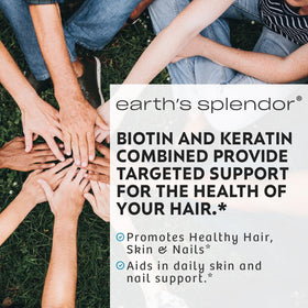 Earth's Splendor Biotine 10000 mcg comprimés sur une surface en bois