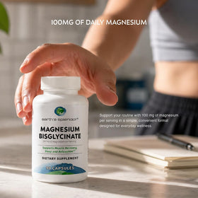 Earth's Splendor boîte de magnésium bisglycinate avec étiquette détaillée
