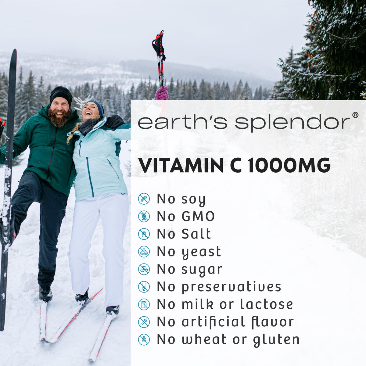 Earth's Splendor Complément Alimentaire Vitamine C 1000 mg étiquette