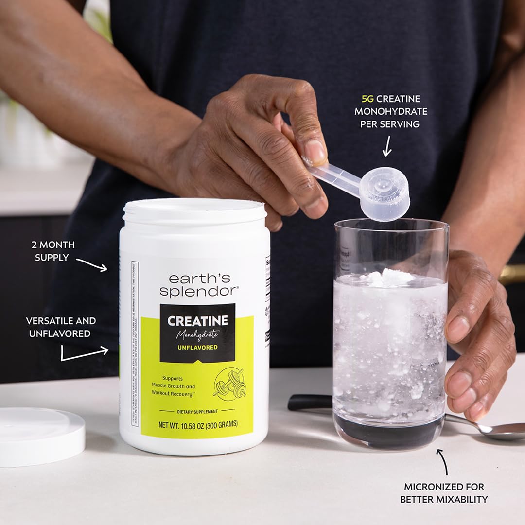 Earth's Splendor créatine monohydrate mélangée dans un smoothie