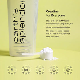 Earth's Splendor créatine monohydrate vue de dessus avec cuillère