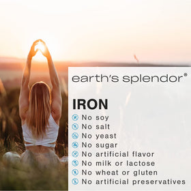 Earth’s Splendor Fer 65mg vue arrière de l'emballage