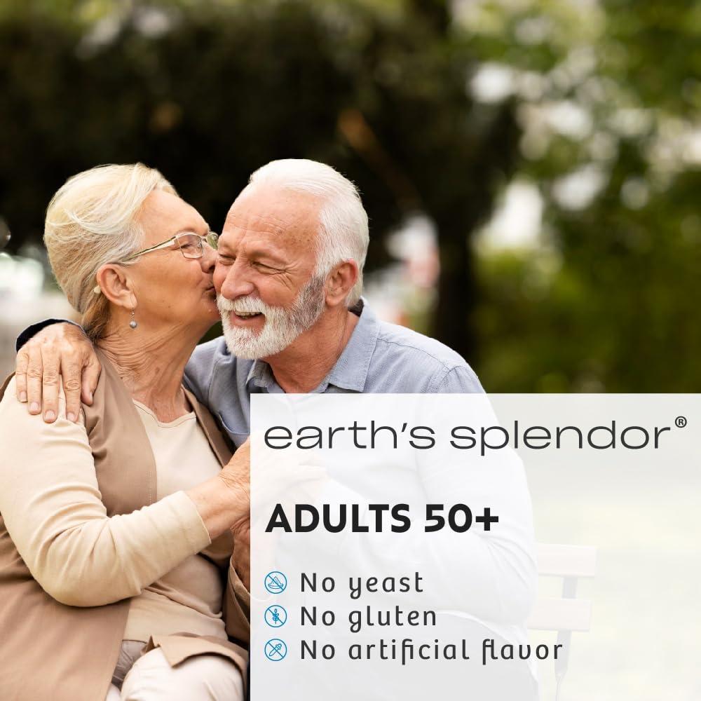 Earth's Splendor Multivitamine Adultes 50+ comprimés avec un verre d'eau