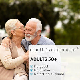 Earth's Splendor Multivitamine Adultes 50+ comprimés avec un verre d'eau