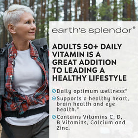 Earth's Splendor Multivitamine Adultes 50+ comprimés sur une table