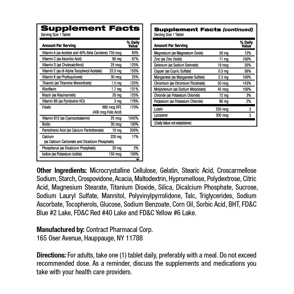 Earth's Splendor Multivitamine Adultes 50+ emballage et étiquette