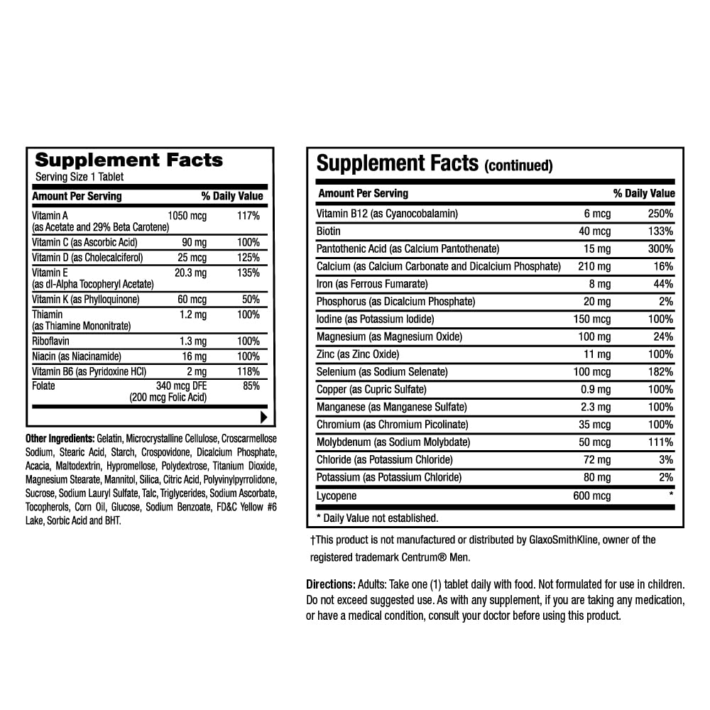 Earth's Splendor Multivitamines pour Hommes 120 comprimés arrière