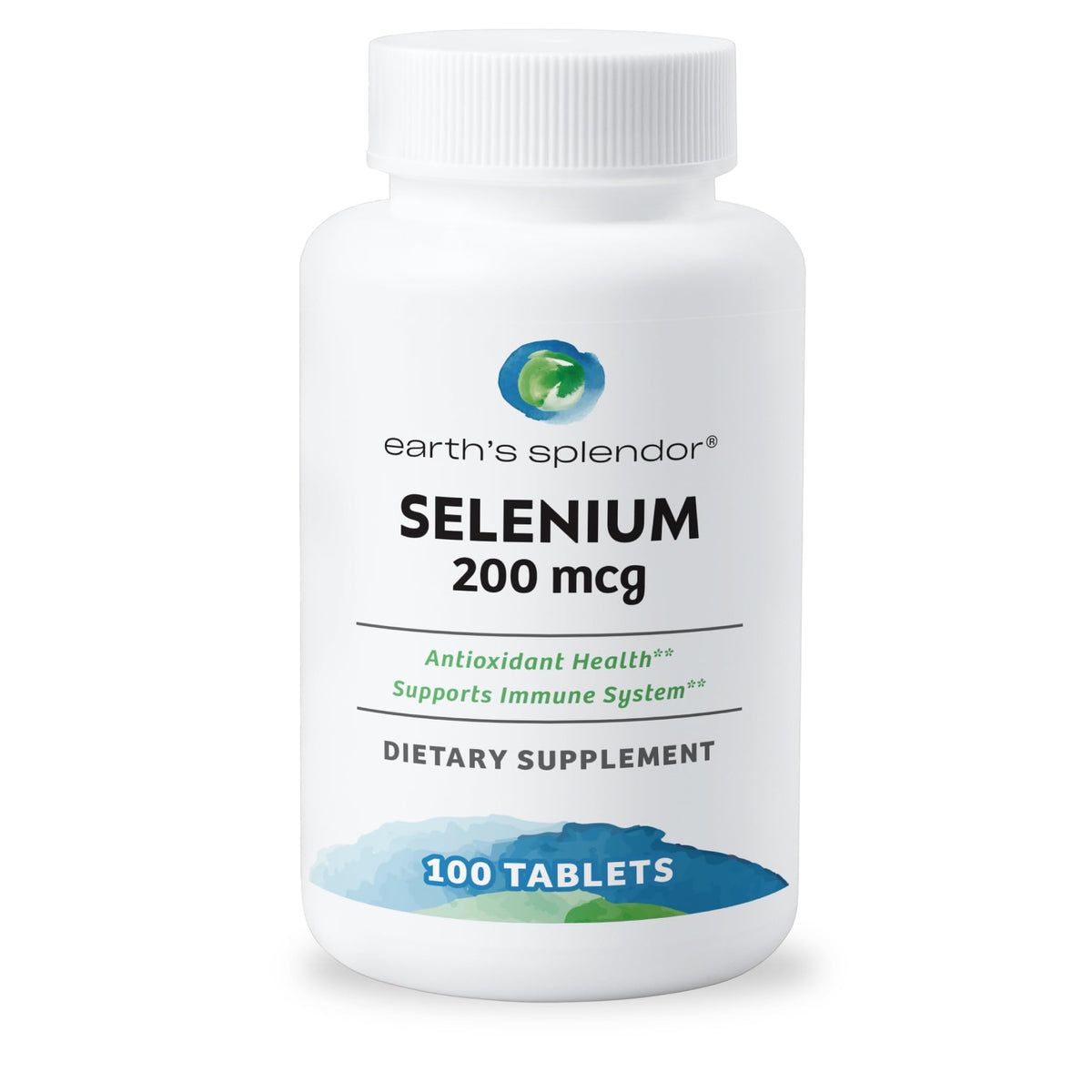 Earth's Splendor Sélénium 200 mcg 100 comprimés - vue de face