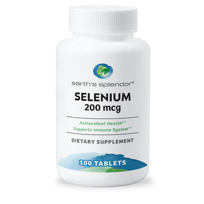 Earth's Splendor Sélénium 200 mcg 100 comprimés - vue de face