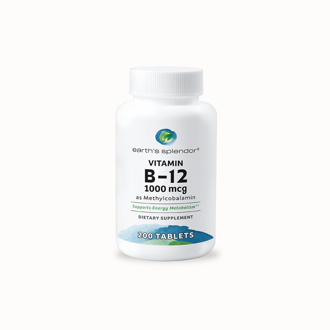 Earth's Splendor Vitamine B12 1000mcg 200 tablettes vue de face