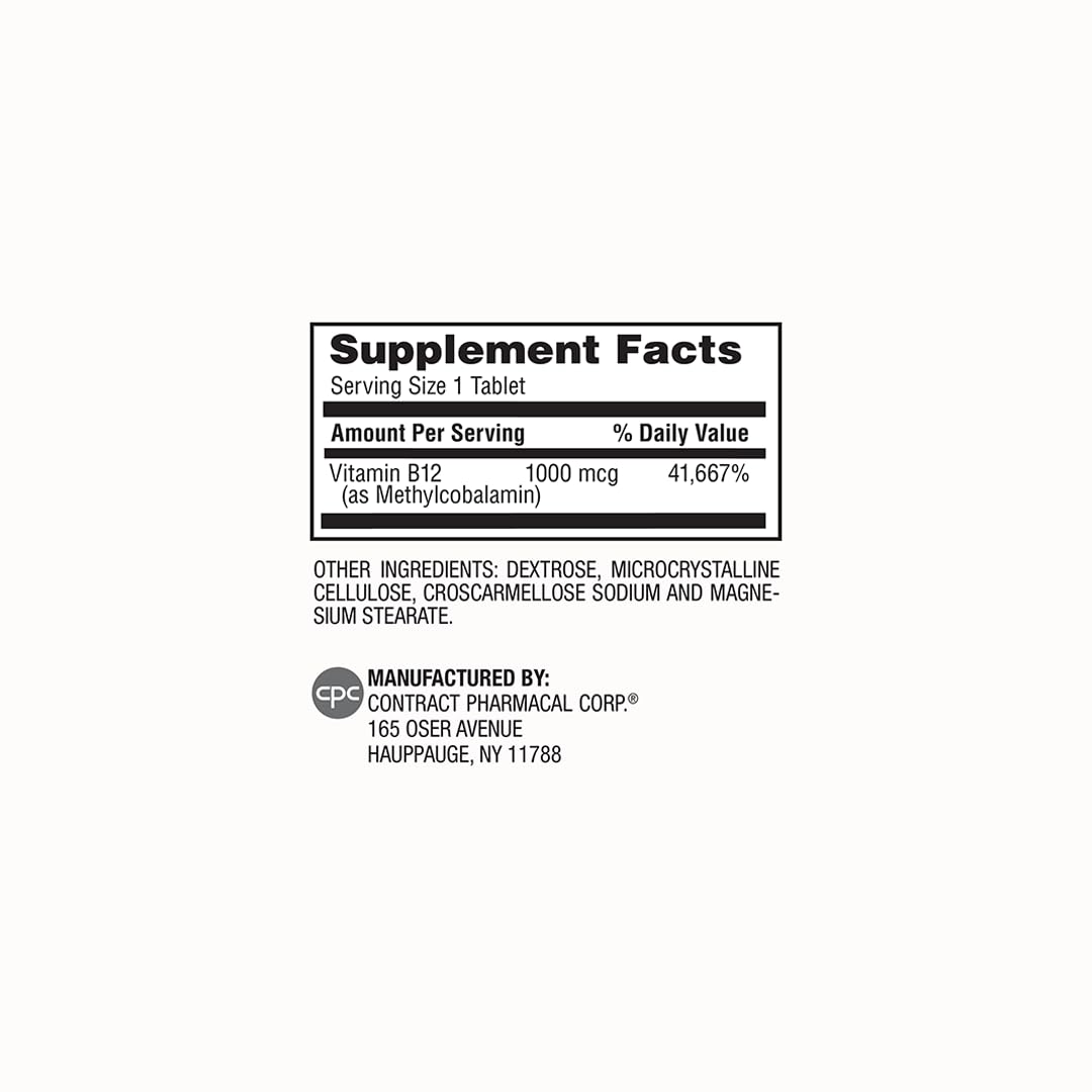 Earth's Splendor Vitamine B12 1000mcg tablette en gros plan