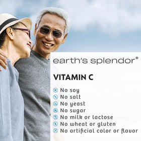 Earth's Splendor Vitamine C 500 mg 100 comprimés sur une table
