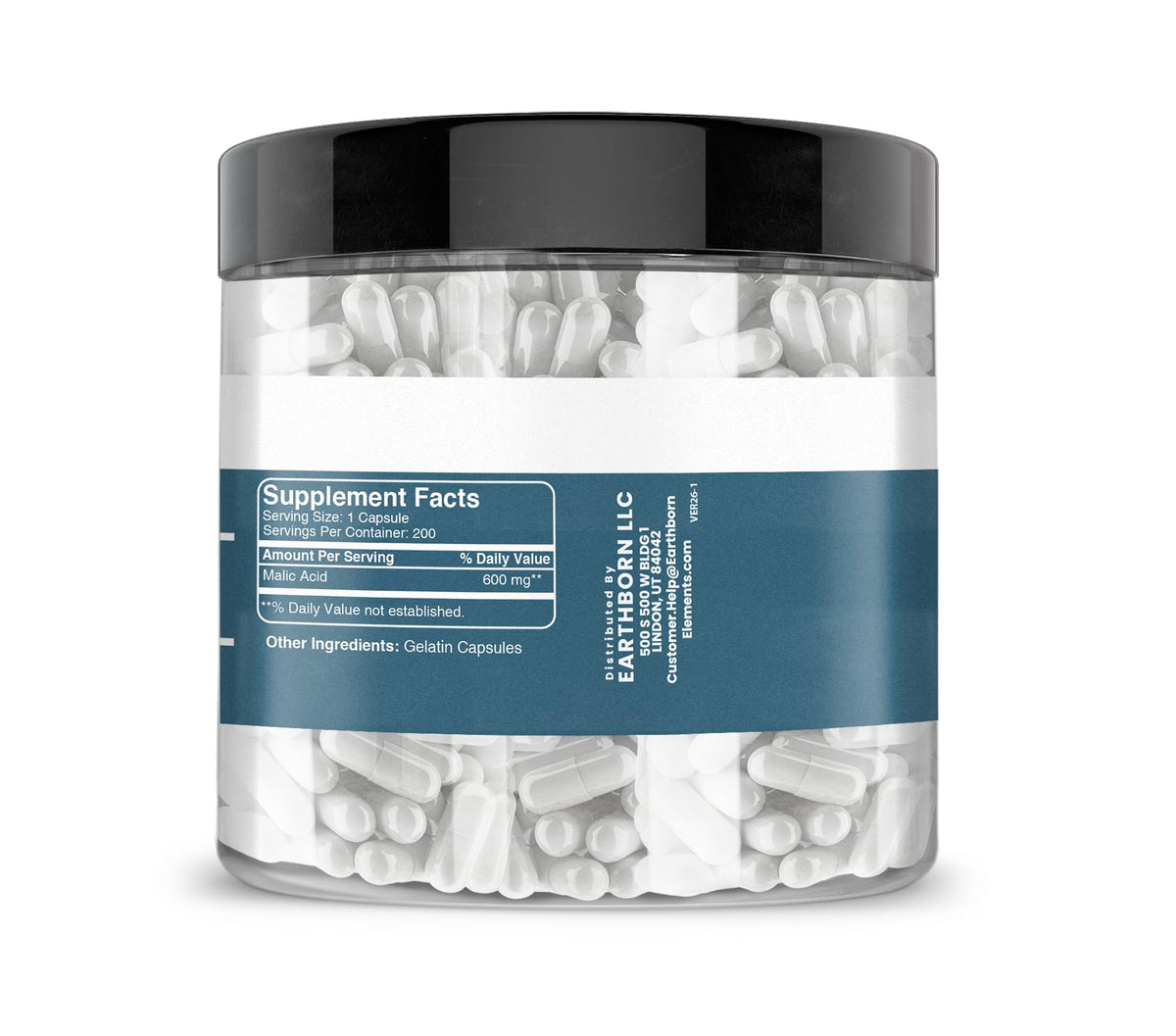 Earthborn Elements Acide Malique 200 capsules vue arrière