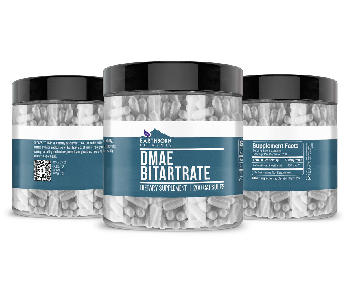 Earthborn Elements DMAE Bitartrate, vue latérale avec détails
