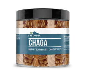 Earthborn Elements Extrait de Champignon Chaga 200 capsules, vue avant