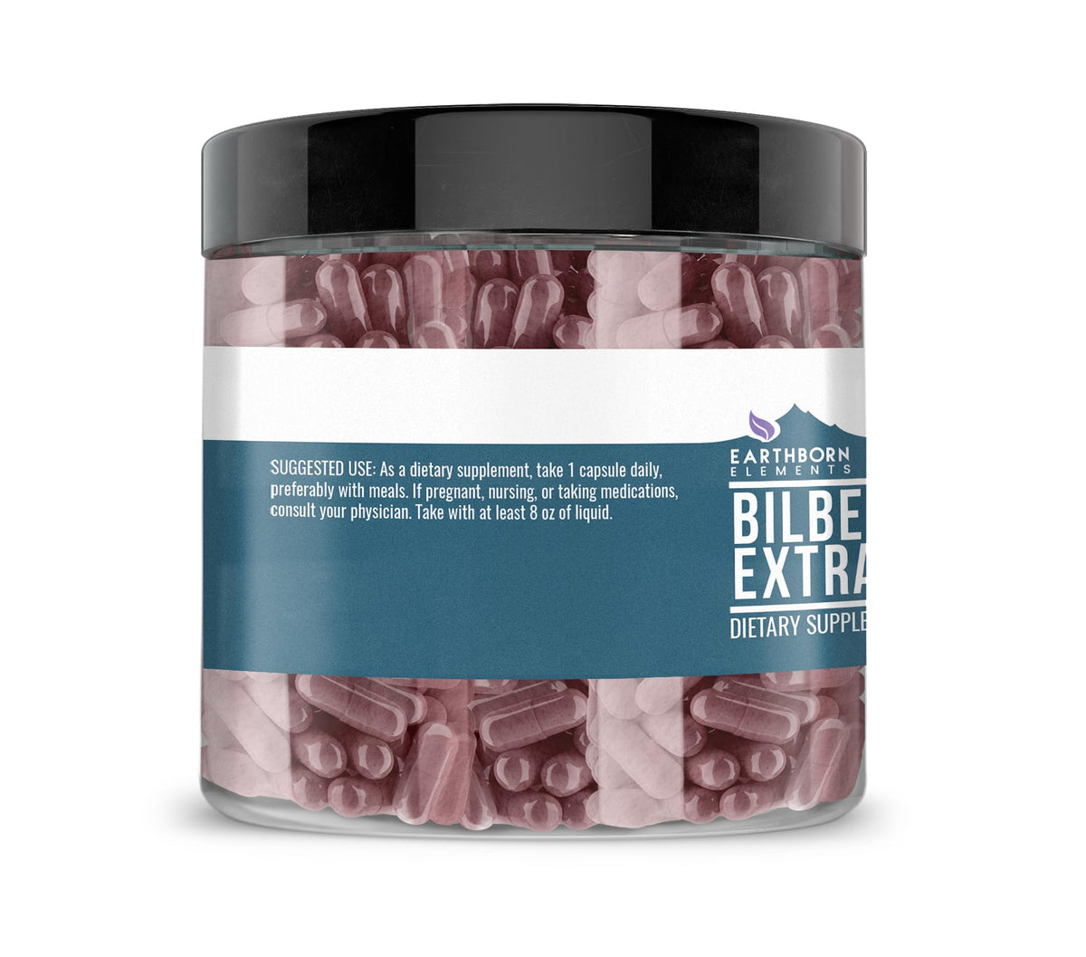 Earthborn Elements Extrait de Myrtille capsules sur fond blanc