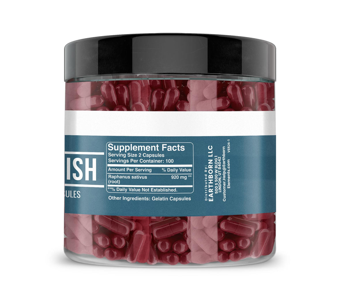 Earthborn Elements Extrait de Radis Noir Pur pot avec capsules