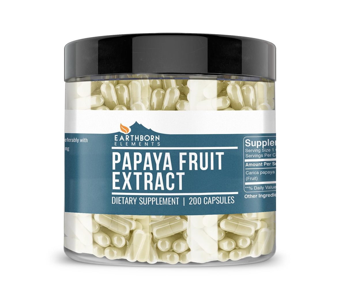 Earthborn Elements Extraits de Papaye 200 Capsules vue de face