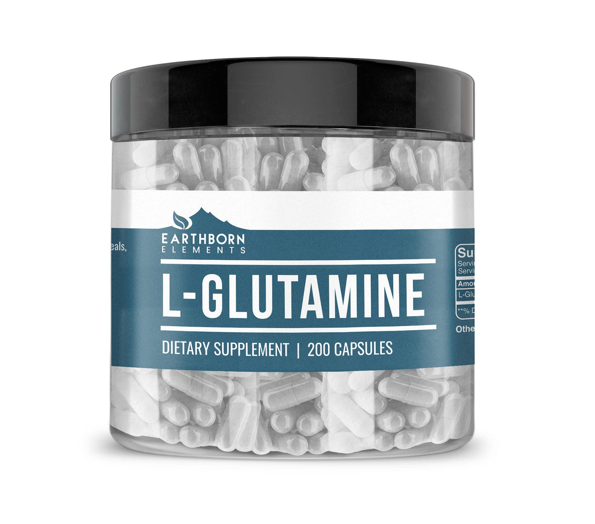Earthborn Elements L-Glutamine 200 capsules vue de face