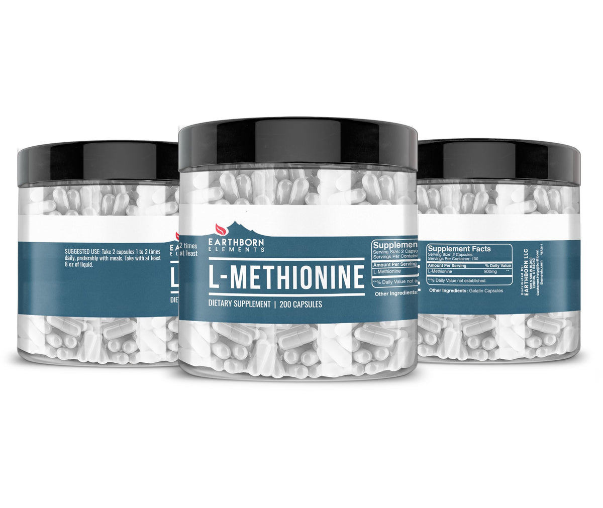 Earthborn Elements L-Méthionine 200 gélules dans leur emballage