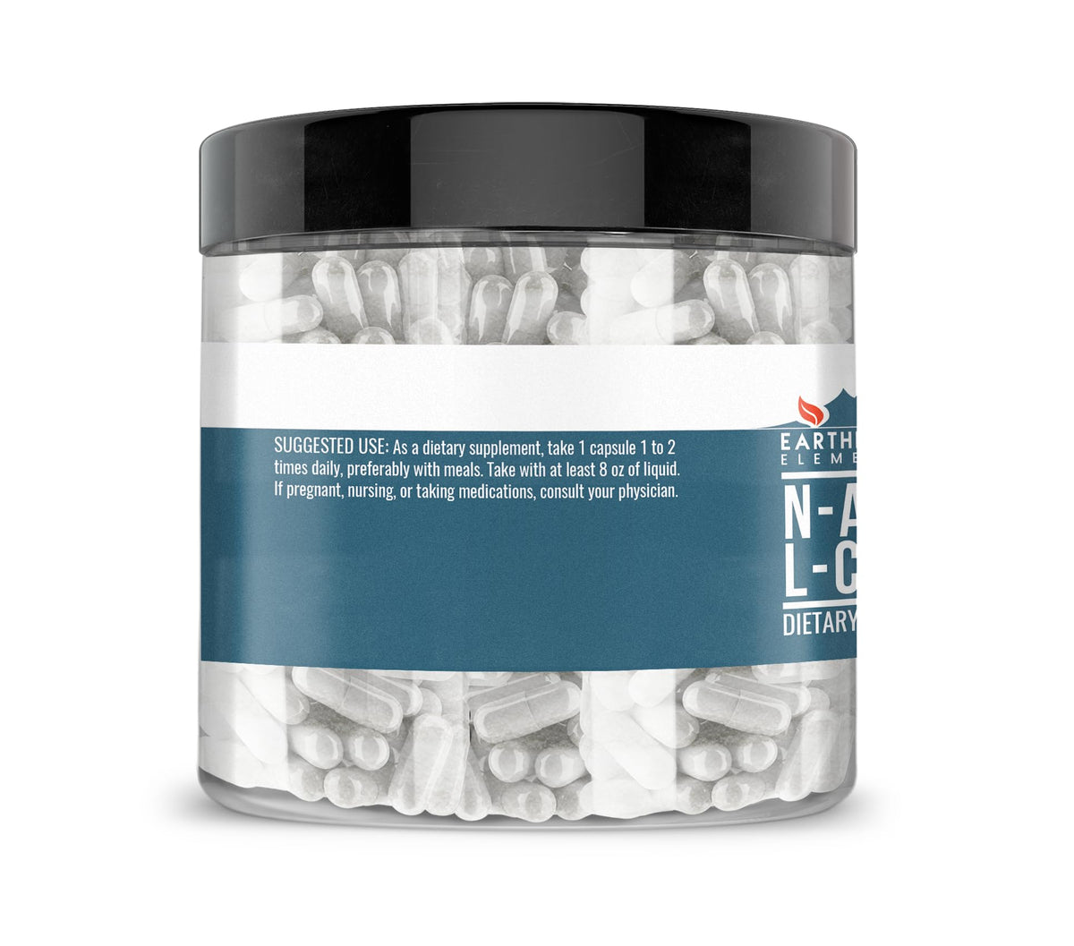 Earthborn Elements NAC capsules posées sur une table
