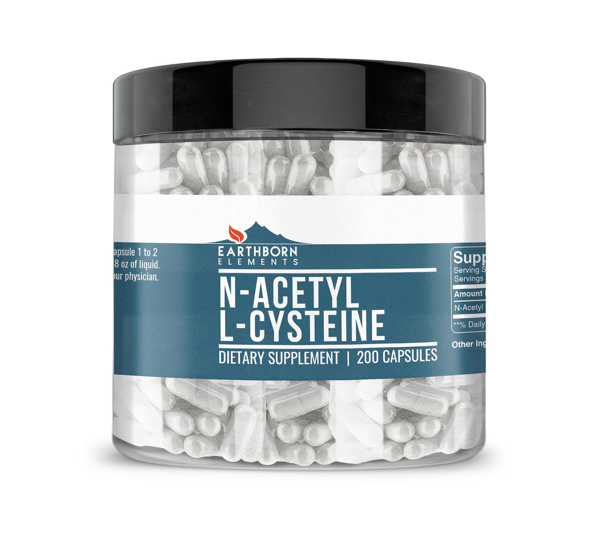 Earthborn Elements NAC N-Acetyl L-Cystéine 200 capsules vue avant