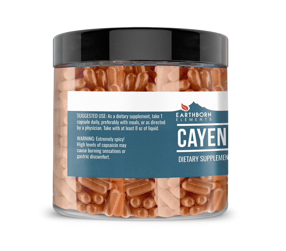 Earthborn Elements Piments de Cayenne 200 Capsules, côté droit