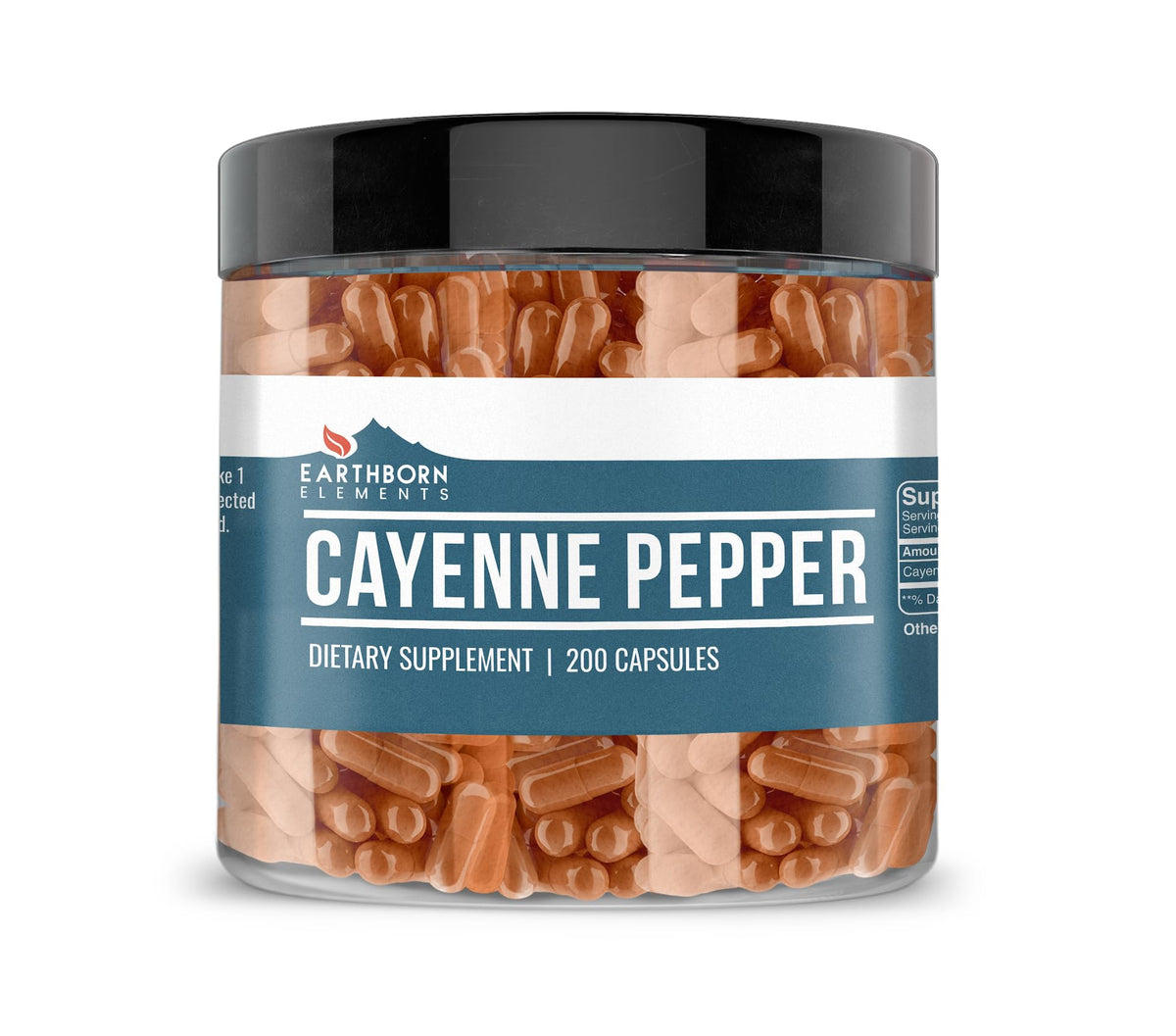 Earthborn Elements Piments de Cayenne 200 Capsules, vue de face