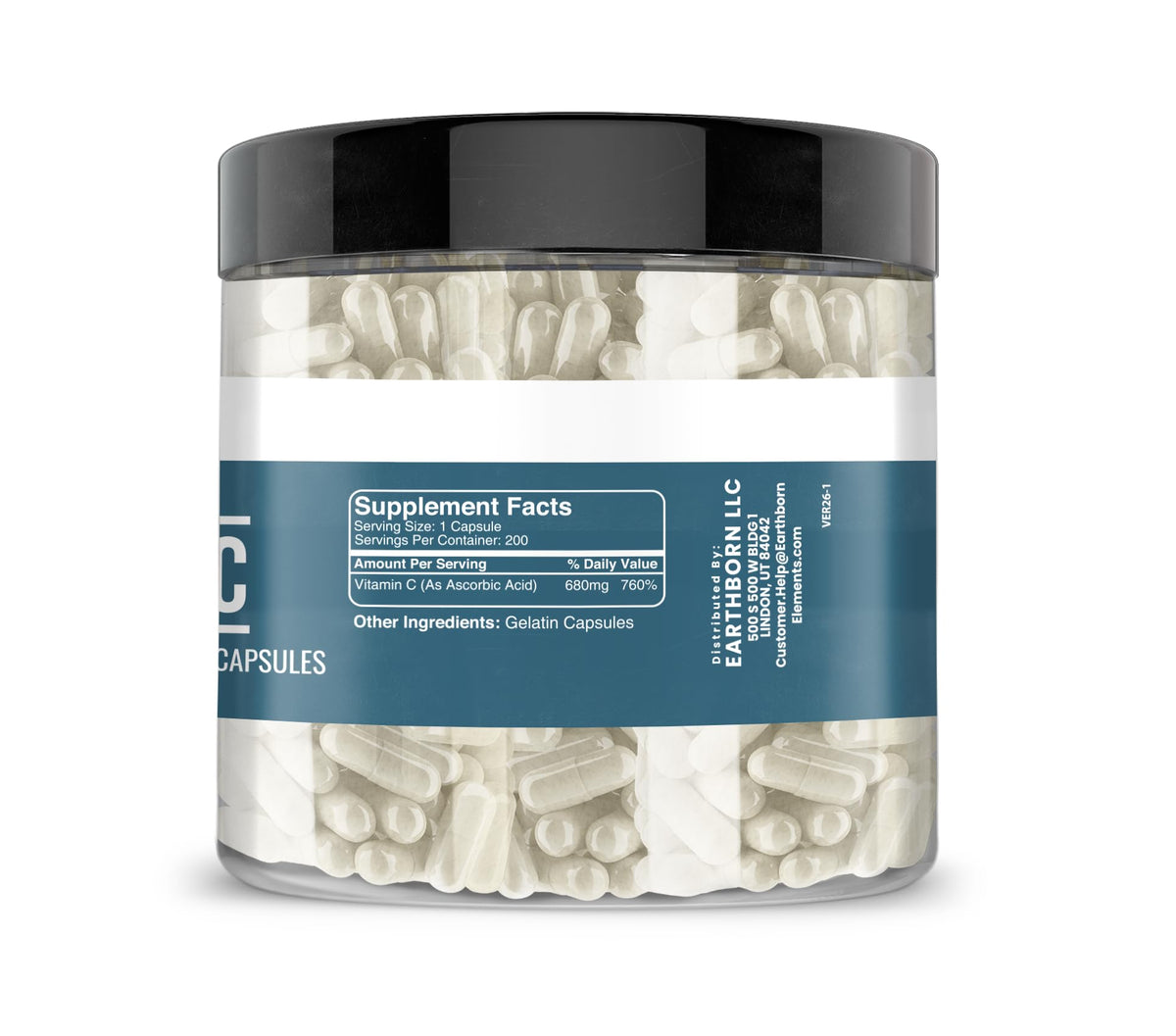 Earthborn Elements Vitamine C 200 capsules vue arrière