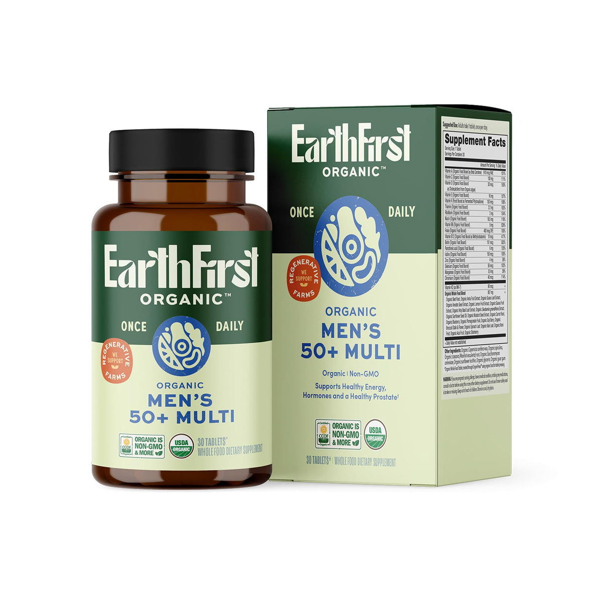 EarthFirst Organic Multivitamine 50+ 30 comprimés bio devant