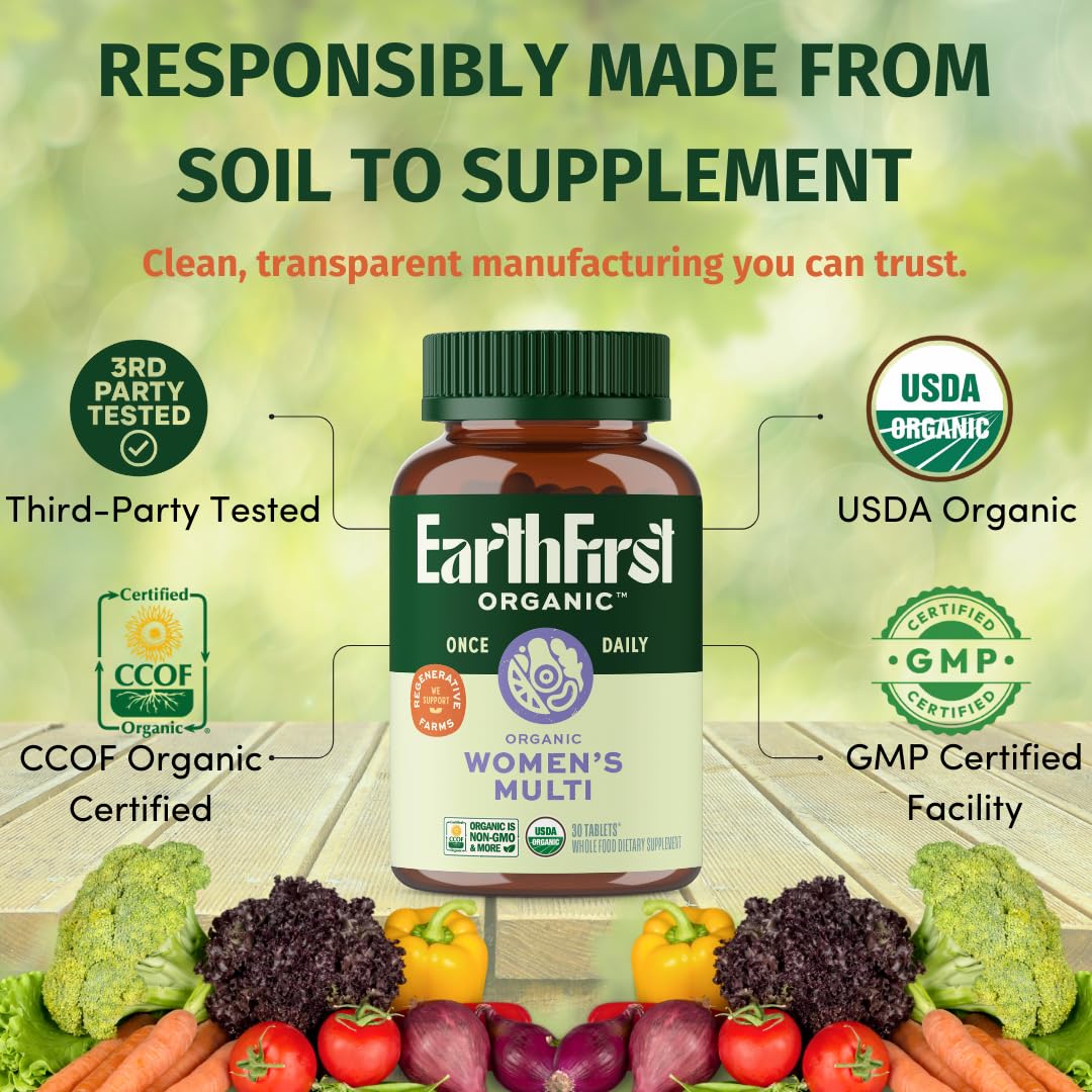 EarthFirst Organic Multivitamine Femme Bio avec autres compléments alimentaires