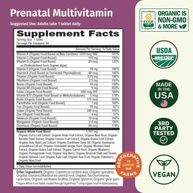 EarthFirst Organic Multivitamine Prénatale 60 Comprimés Bio arrière