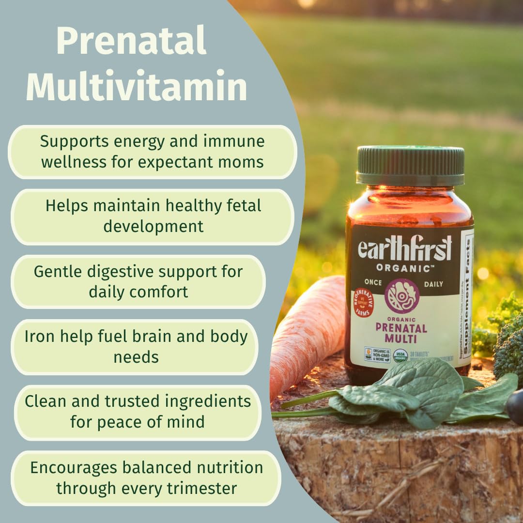 EarthFirst Organic Multivitamine Prénatale 60 Comprimés Bio avec emballage