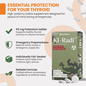 EarthNutri KI-Radi Iodure de Potassium 65 mg blister avec tablette visible