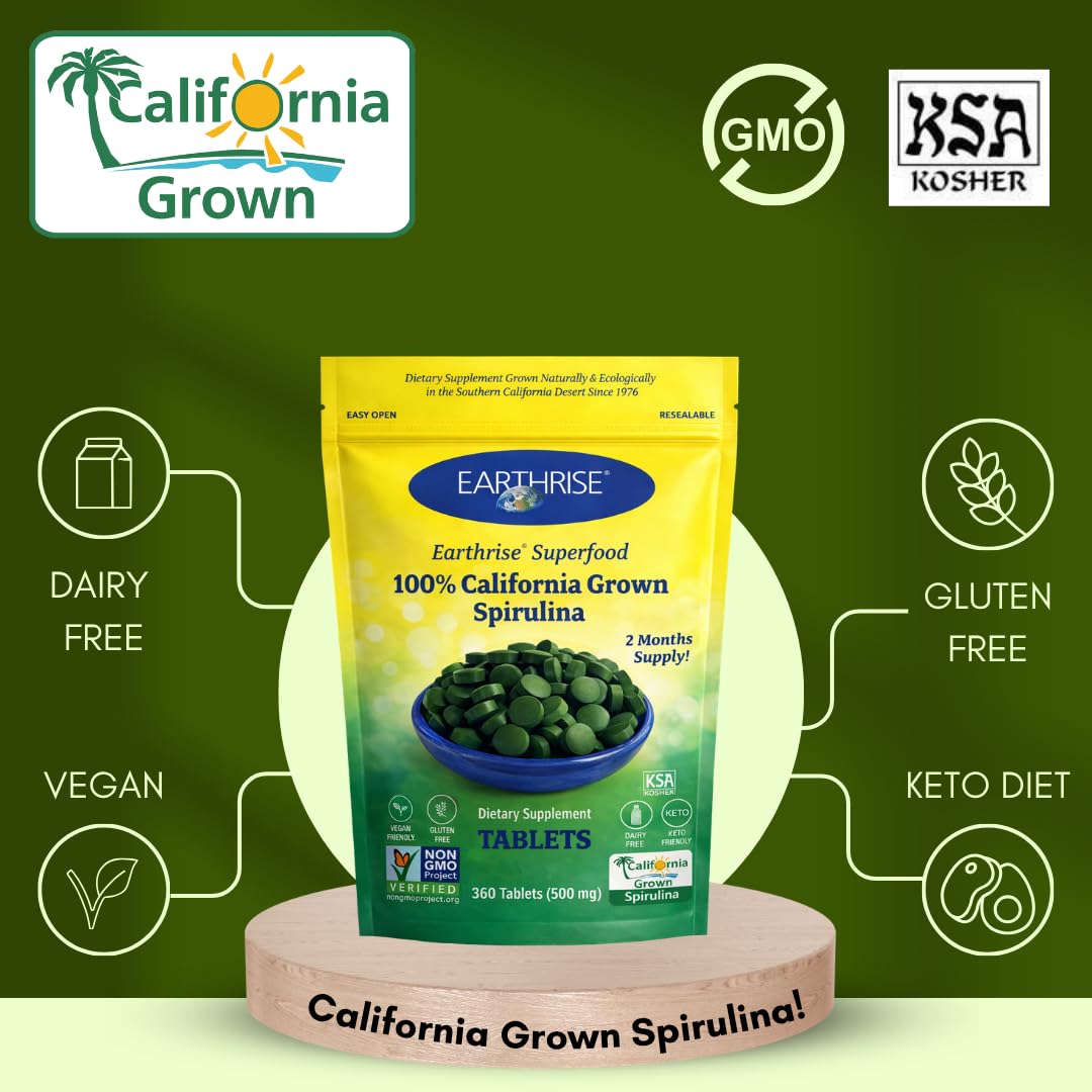 Earthrise Spiruline Californienne 500mg comprimés, en scène de lifestyle