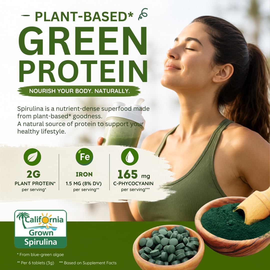 Earthrise Spiruline Californienne 500mg, informations nutritionnelles