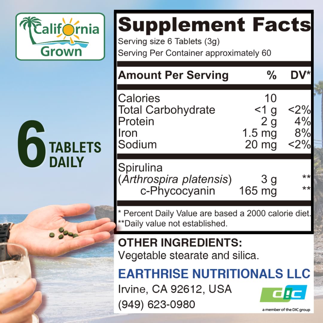 Earthrise Spiruline Californienne comprimés, vue latérale