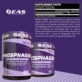 EAS Phosphagen créatine poudre, emballage et dimensions