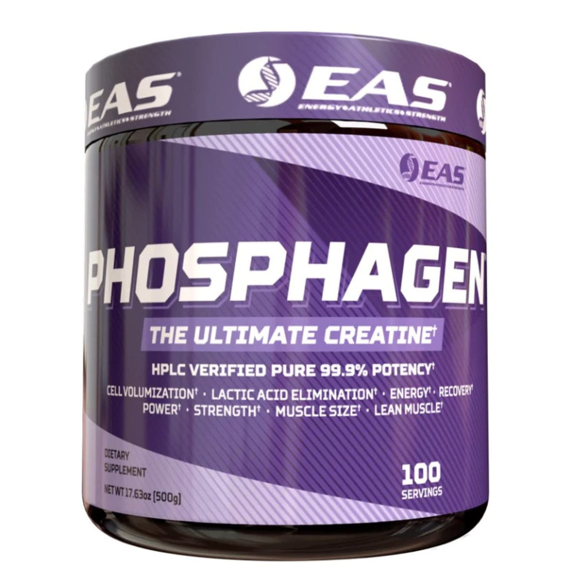 EAS Phosphagen créatine poudre sans saveur, vue de face