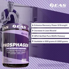 EAS Phosphagen créatine poudre, vue arrière de l'emballage