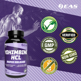 EAS Yohimbine HCl 90 capsules dans leur emballage d'origine