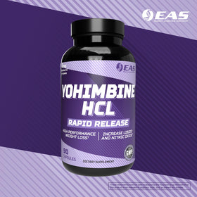 EAS Yohimbine HCl 90 capsules ouvertes pour montrer les gélules