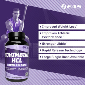 EAS Yohimbine HCl 90 capsules sur une table avec lumière naturelle
