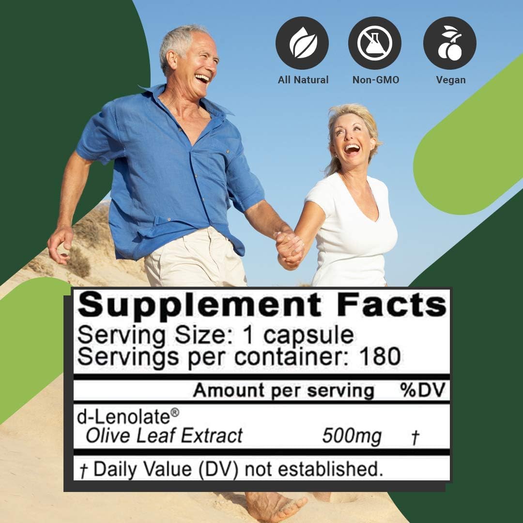 EAST PARK d-Lenolate Extrait de Feuille d'Olivier 500 mg 180 capsules avec des ingrédients