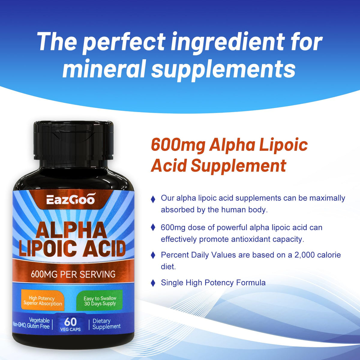EAZGOO Acide Alpha Lipoïque 600 mg capsules ouvertes