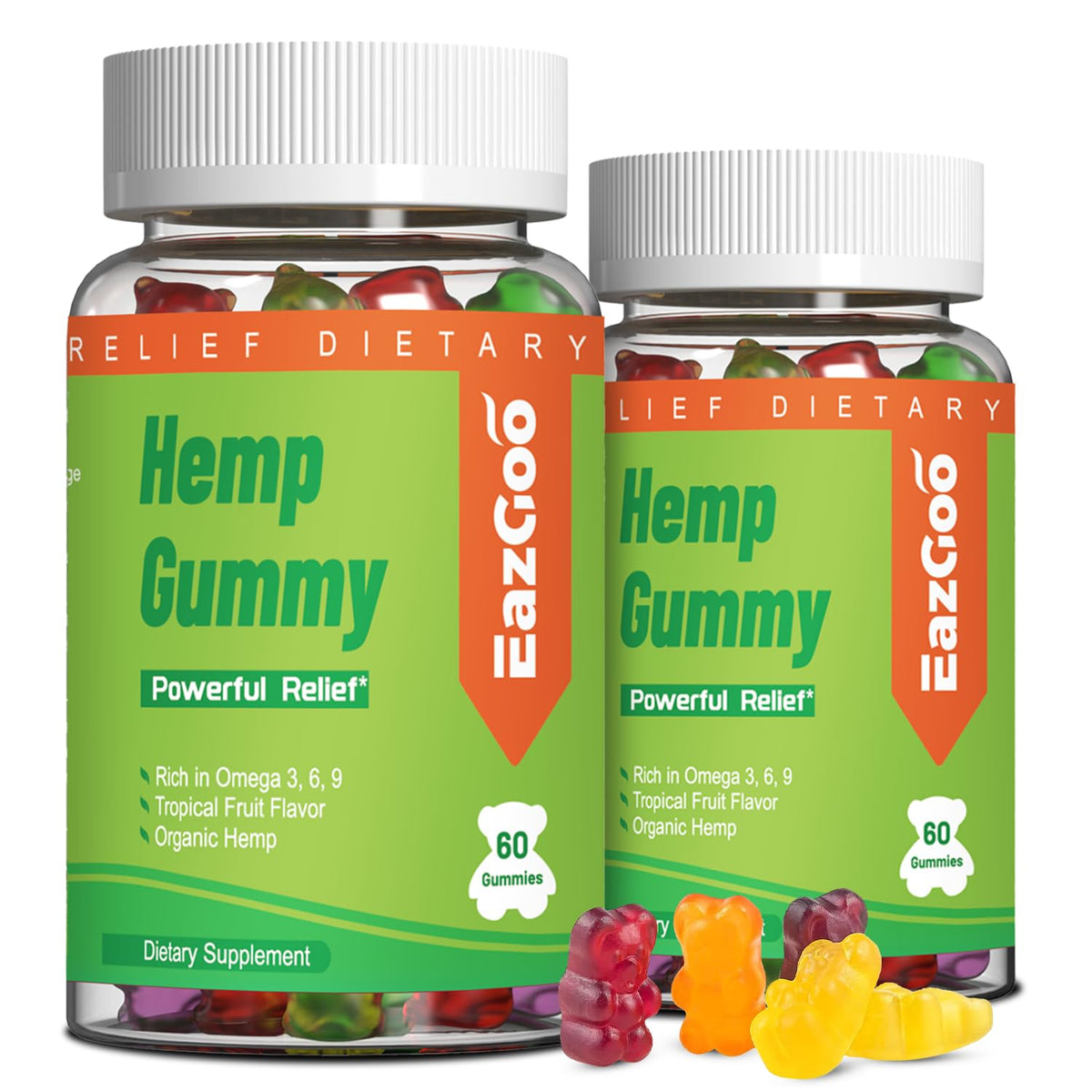 EAZGOO Gummies au Chanvre Naturel XXL 120 comprimés, vue de face