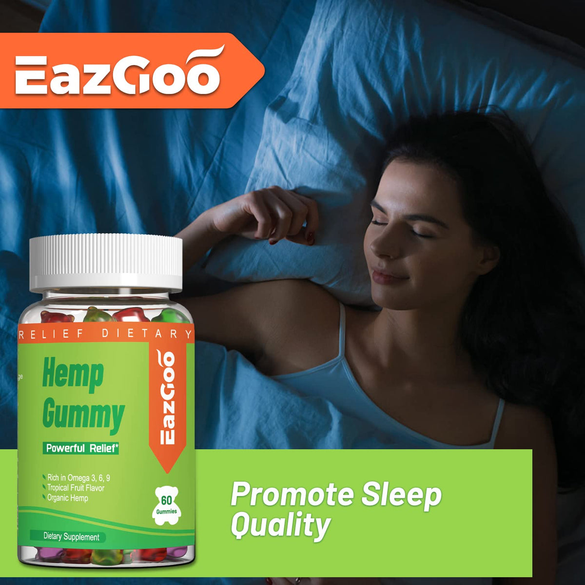 EAZGOO Gummies au Chanvre Naturel XXL, gros plan sur un gummy