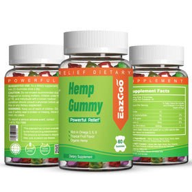EAZGOO Gummies au Chanvre Naturel XXL, présentation en groupe avec d'autres compléments