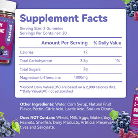 EAZGOO Gummies au Thréonate de Magnésium 1000mg, emballage