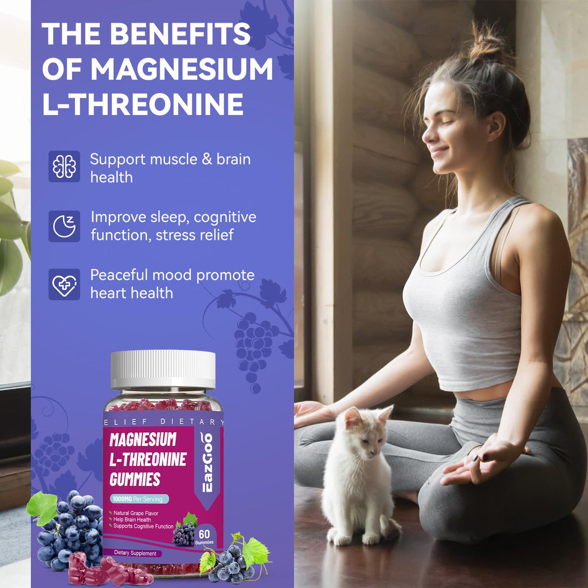 EAZGOO Gummies au Thréonate de Magnésium 1000mg, présentation des gummies